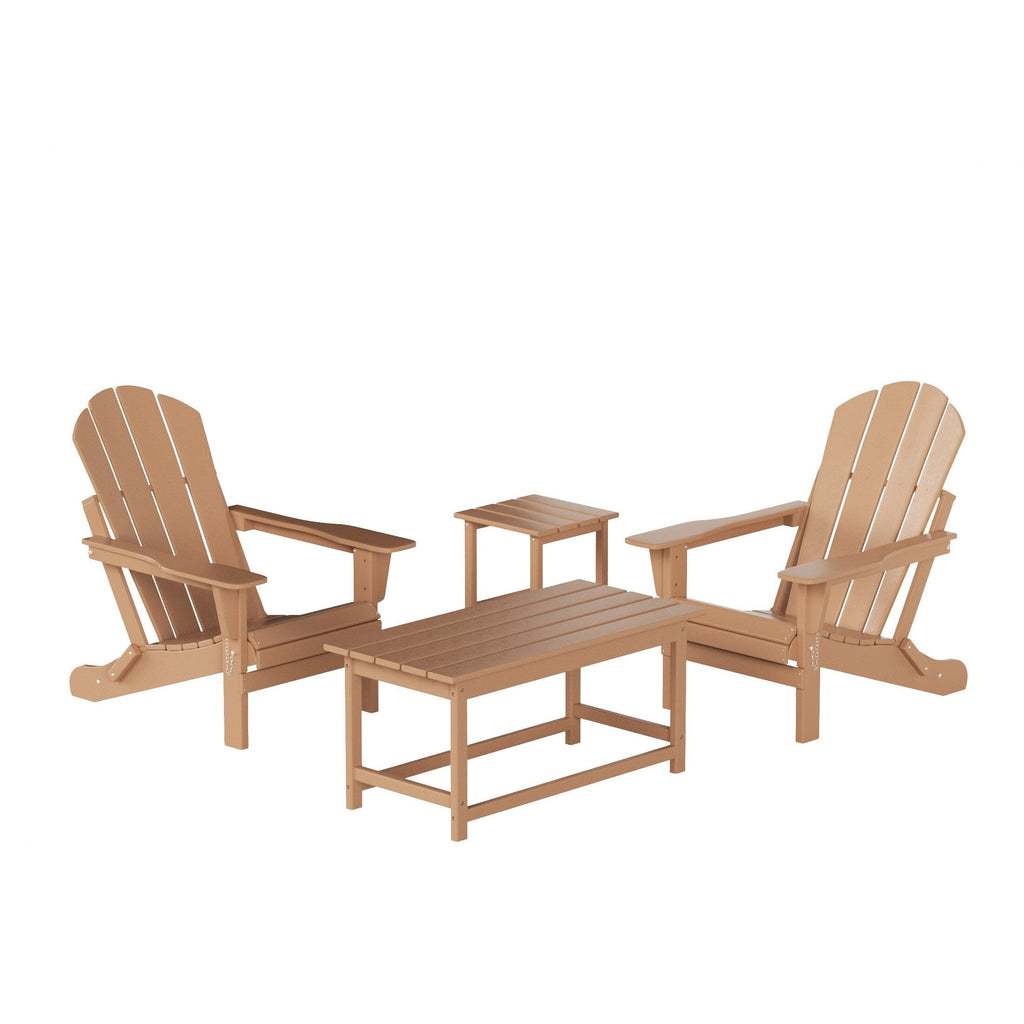 Ensemble de 4 chaises Adirondack pliables Polytrends Laguna en PEHD pour terrasse extérieure, toutes saisons