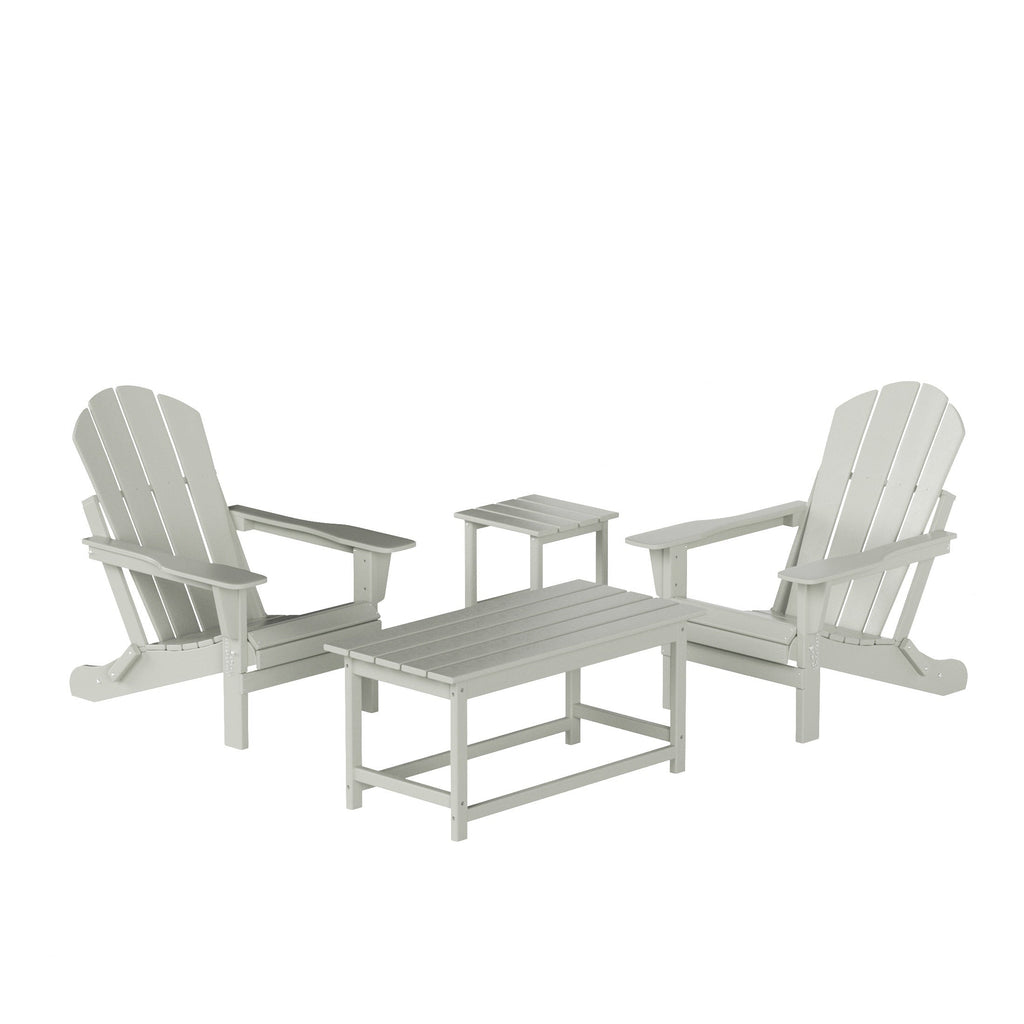 Ensemble de 4 chaises Adirondack pliables Polytrends Laguna en PEHD pour terrasse extérieure, toutes saisons