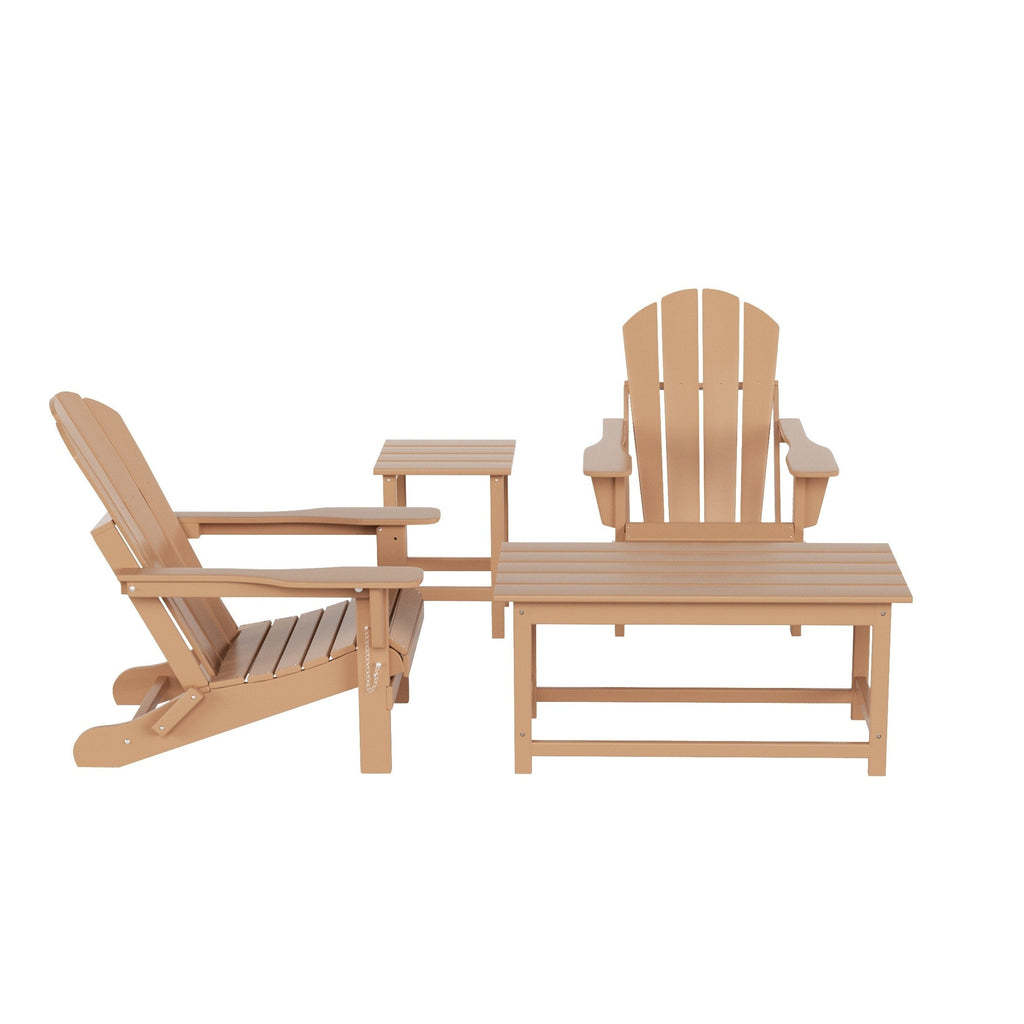 Ensemble de 4 chaises Adirondack pliables Polytrends Laguna en PEHD pour terrasse extérieure, toutes saisons