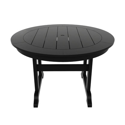 Ensemble de salle à manger d'extérieur Polytrends Laguna en PEHD, toutes saisons, avec table ronde et fauteuils (ensemble de 5 pièces)