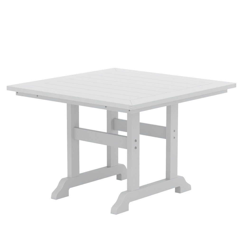 Ensemble de salle à manger d'extérieur Polytrends Laguna en PEHD, toutes saisons, avec table carrée et fauteuils (ensemble de 5 pièces)