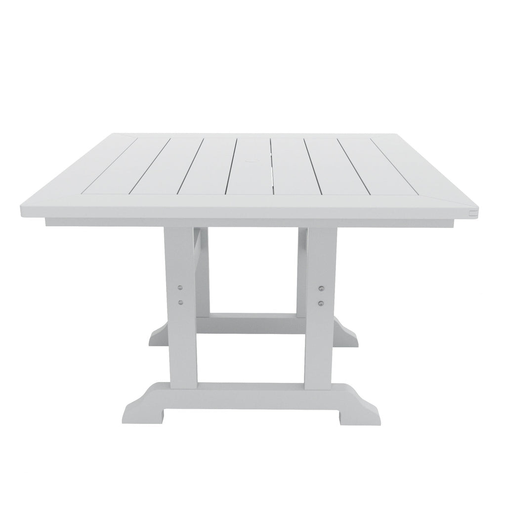Ensemble de salle à manger d'extérieur Polytrends Laguna en PEHD, toutes saisons, avec table carrée et fauteuils (ensemble de 5 pièces)