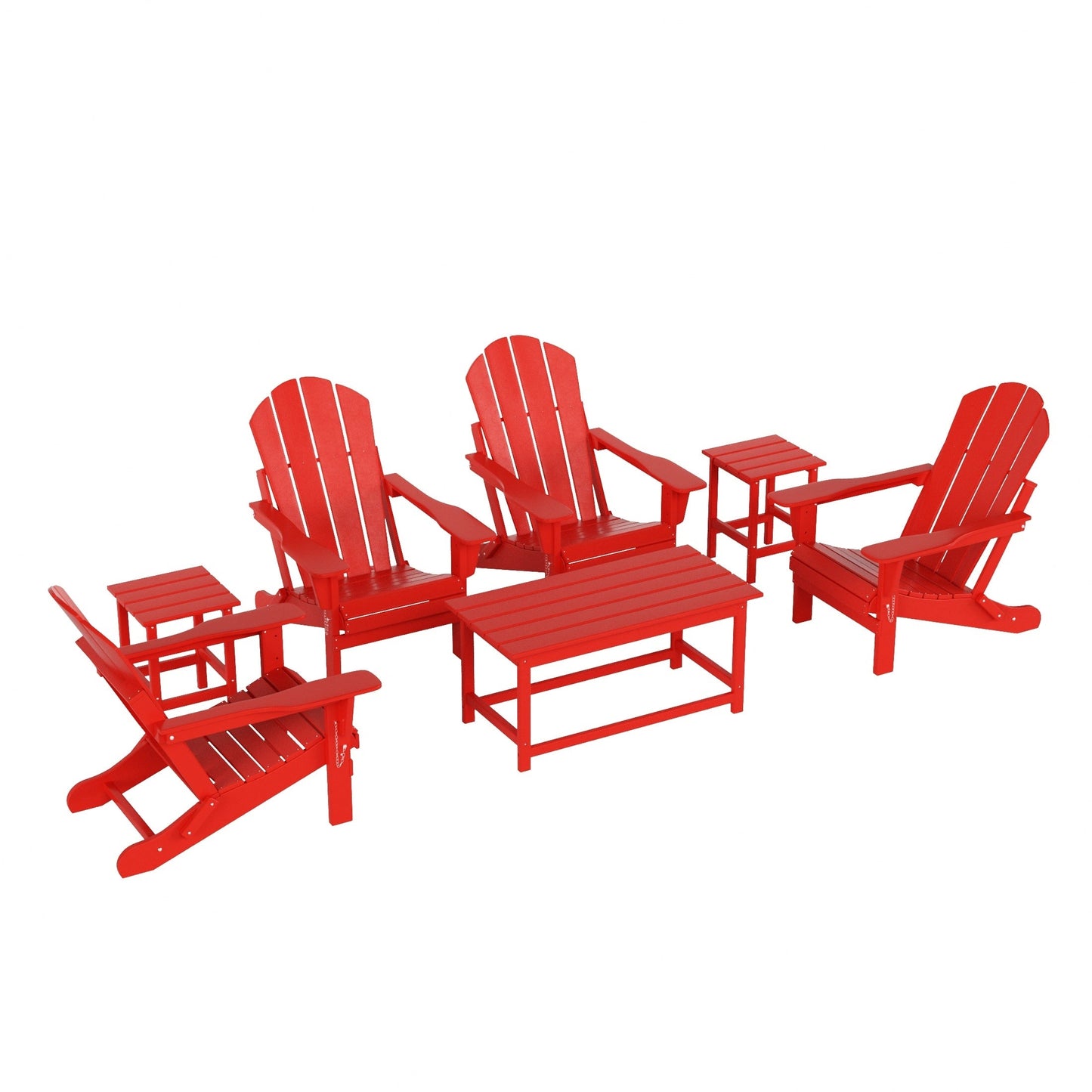 Ensemble de 7 chaises Adirondack pliables Polytrends Laguna en PEHD pour terrasse extérieure, toutes saisons