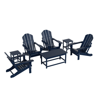 Ensemble de 7 chaises Adirondack pliables Polytrends Laguna en PEHD pour terrasse extérieure, toutes saisons