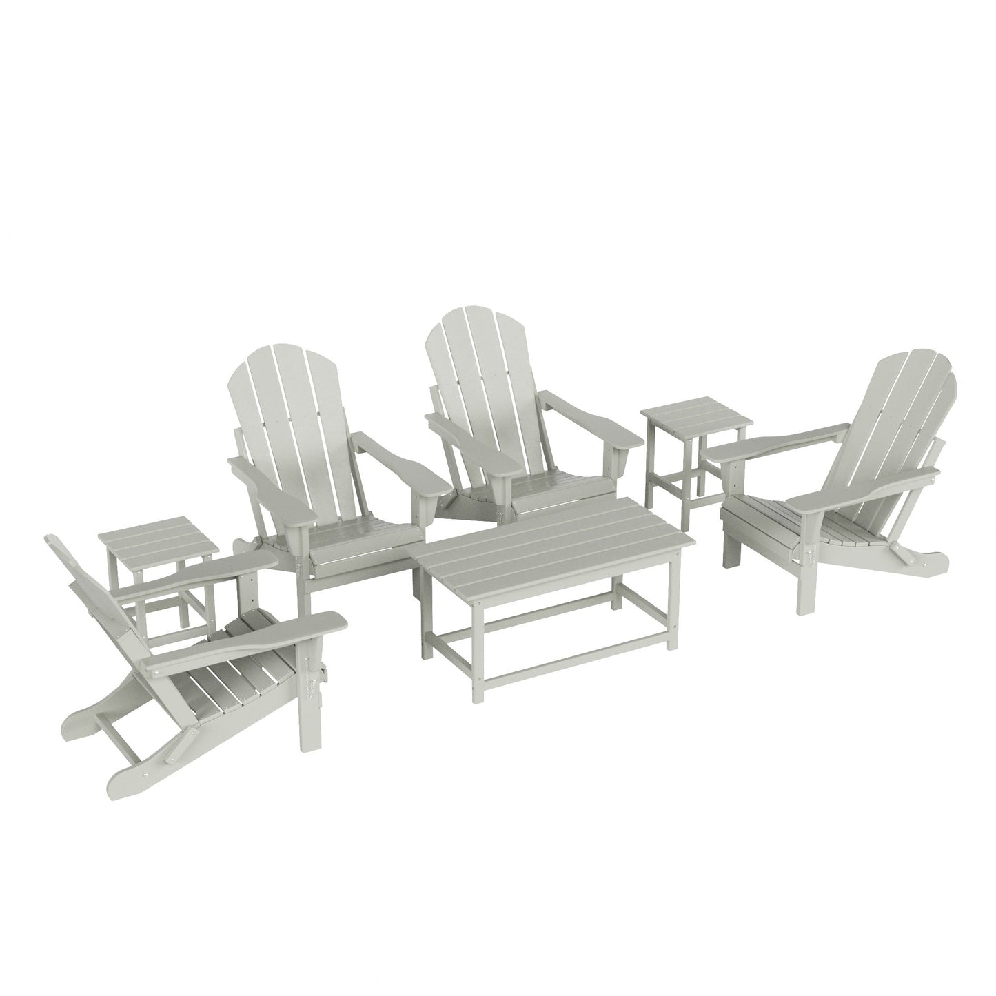 Ensemble de 7 chaises Adirondack pliables Polytrends Laguna en PEHD pour terrasse extérieure, toutes saisons