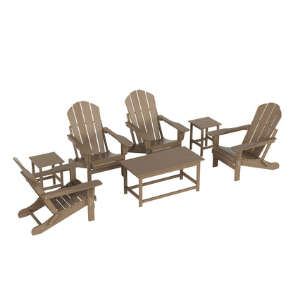 Ensemble de 7 chaises Adirondack pliables Polytrends Laguna en PEHD pour terrasse extérieure, toutes saisons