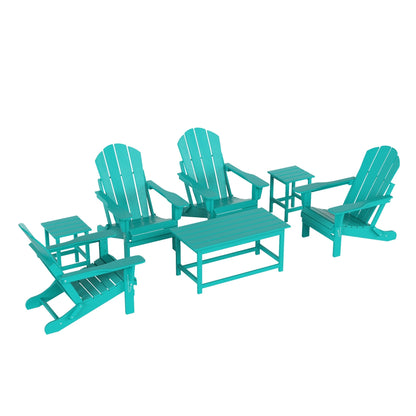 Ensemble de 7 chaises Adirondack pliables Polytrends Laguna en PEHD pour terrasse extérieure, toutes saisons