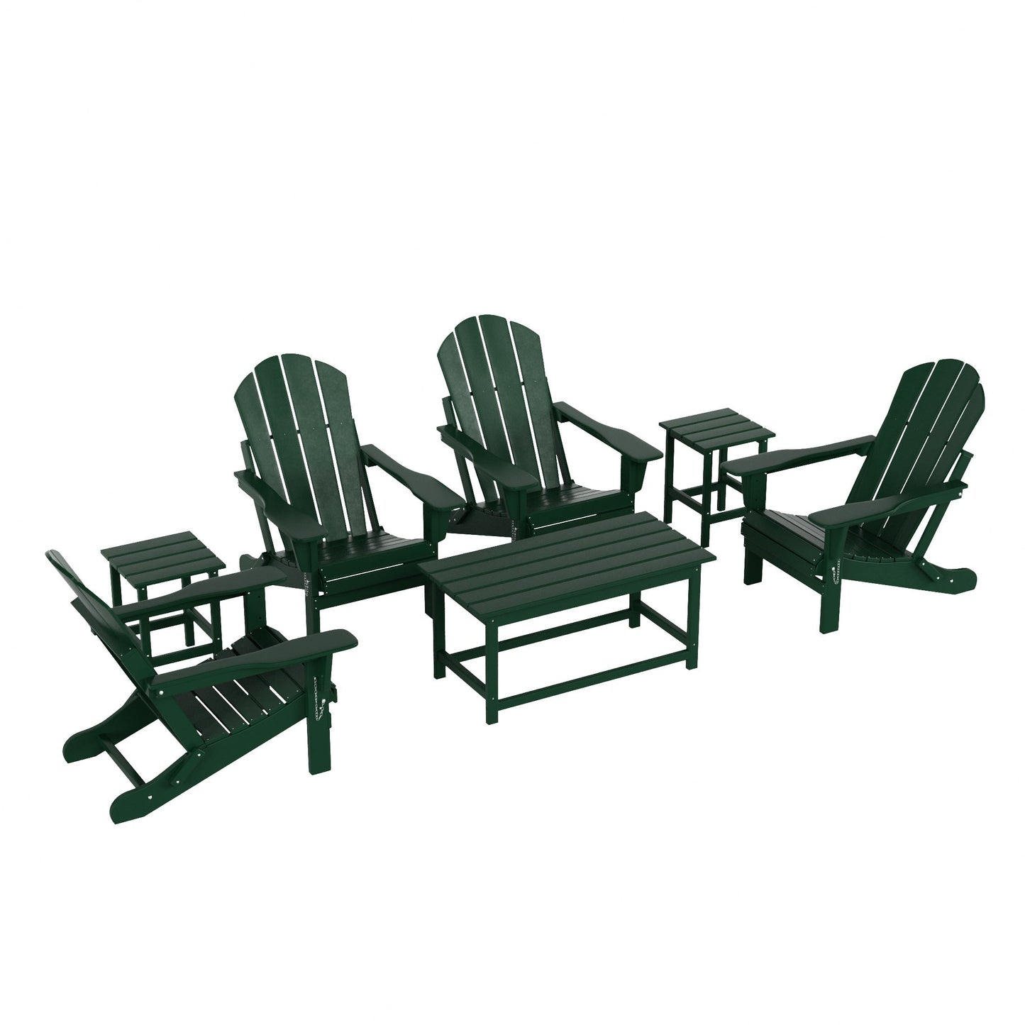 Ensemble de 7 chaises Adirondack pliables Polytrends Laguna en PEHD pour terrasse extérieure, toutes saisons