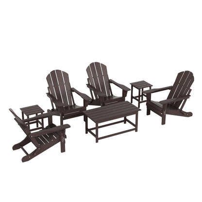 Ensemble de 7 chaises Adirondack pliables Polytrends Laguna en PEHD pour terrasse extérieure, toutes saisons