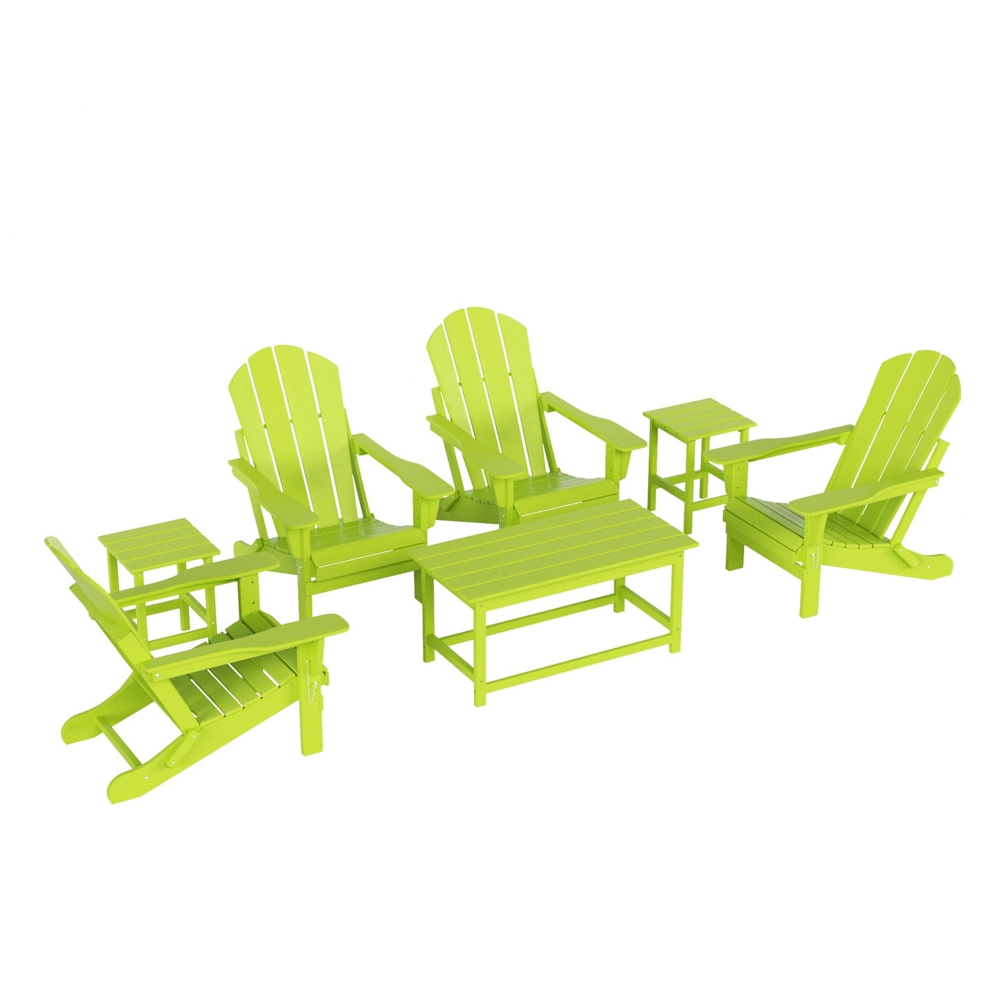 Ensemble de 7 chaises Adirondack pliables Polytrends Laguna en PEHD pour terrasse extérieure, toutes saisons