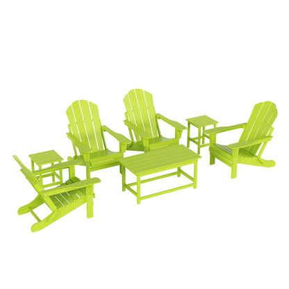 Ensemble de 7 chaises Adirondack pliables Polytrends Laguna en PEHD pour terrasse extérieure, toutes saisons