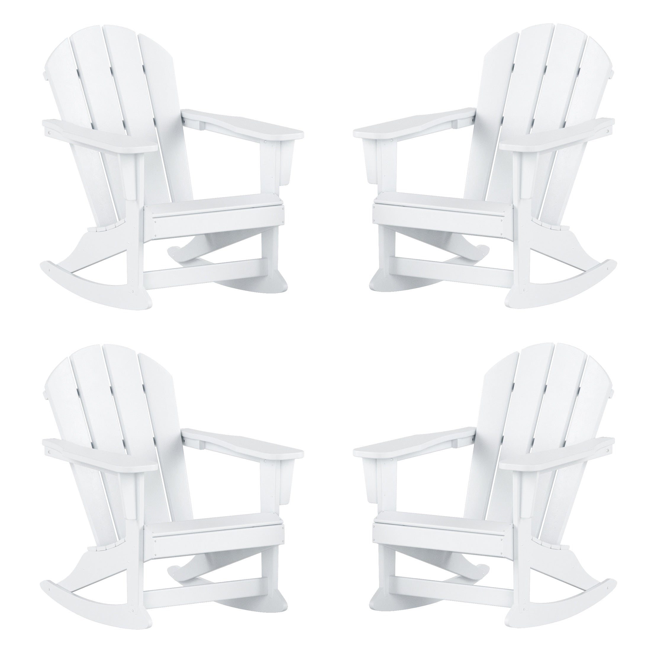 Chaises à bascule d'extérieur Polytrends Laguna en PEHD toutes saisons (lot de 4)