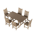 Ensemble de salle à manger d'extérieur Polytrends Laguna en PEHD, toutes saisons, avec table rectangulaire et chaises d'appoint (7 pièces)