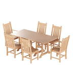 Ensemble de salle à manger d'extérieur Polytrends Laguna en PEHD, toutes saisons, avec table rectangulaire et chaises d'appoint (7 pièces)