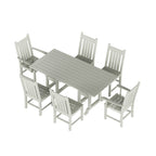 Ensemble de salle à manger d'extérieur Polytrends Laguna en PEHD, toutes saisons, avec table rectangulaire et chaises d'appoint (7 pièces)