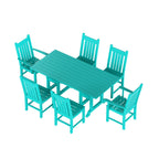 Ensemble de salle à manger d'extérieur Polytrends Laguna en PEHD, toutes saisons, avec table rectangulaire et chaises d'appoint (7 pièces)