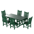 Ensemble de salle à manger d'extérieur Polytrends Laguna en PEHD, toutes saisons, avec table rectangulaire et chaises d'appoint (7 pièces)
