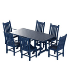 Ensemble de salle à manger d'extérieur Polytrends Laguna en PEHD, toutes saisons, avec table rectangulaire et chaises d'appoint (7 pièces)