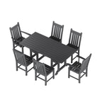 Ensemble de salle à manger d'extérieur Polytrends Laguna en PEHD, toutes saisons, avec table rectangulaire et chaises d'appoint (7 pièces)