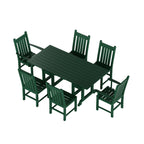 Ensemble de salle à manger d'extérieur Polytrends Laguna en PEHD, toutes saisons, avec table rectangulaire et chaises d'appoint (7 pièces)
