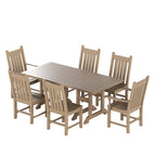 Ensemble de salle à manger d'extérieur Polytrends Laguna en PEHD, toutes saisons, avec table rectangulaire et chaises d'appoint (7 pièces)