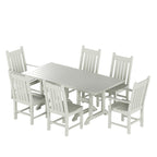 Ensemble de salle à manger d'extérieur Polytrends Laguna en PEHD, toutes saisons, avec table rectangulaire et chaises d'appoint (7 pièces)