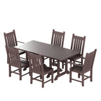 Ensemble de salle à manger d'extérieur Polytrends Laguna en PEHD, toutes saisons, avec table rectangulaire et chaises d'appoint (7 pièces)