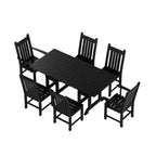Ensemble de salle à manger d'extérieur Polytrends Laguna en PEHD, toutes saisons, avec table rectangulaire et chaises d'appoint (7 pièces)