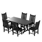 Ensemble de salle à manger d'extérieur Polytrends Laguna en PEHD, toutes saisons, avec table rectangulaire et chaises d'appoint (7 pièces)