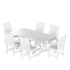 Ensemble de salle à manger d'extérieur Polytrends Laguna en PEHD, toutes saisons, avec table rectangulaire et chaises d'appoint (7 pièces)