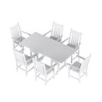 Ensemble de salle à manger d'extérieur Polytrends Laguna en PEHD, toutes saisons, avec table rectangulaire et fauteuils (7 pièces)
