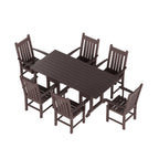 Ensemble de salle à manger d'extérieur Polytrends Laguna en PEHD, toutes saisons, avec table rectangulaire et fauteuils (7 pièces)