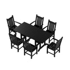 Ensemble de salle à manger d'extérieur Polytrends Laguna en PEHD, toutes saisons, avec table rectangulaire et fauteuils (7 pièces)