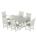 Ensemble de salle à manger d'extérieur Polytrends Laguna en PEHD, toutes saisons, avec table rectangulaire et fauteuils (7 pièces)