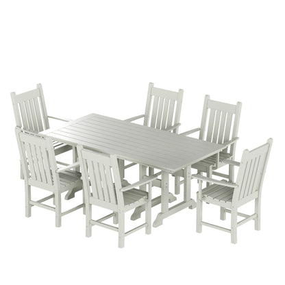 Ensemble de salle à manger d'extérieur Polytrends Laguna en PEHD, toutes saisons, avec table rectangulaire et fauteuils (7 pièces)