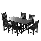 Ensemble de salle à manger d'extérieur Polytrends Laguna en PEHD, toutes saisons, avec table rectangulaire et fauteuils (7 pièces)