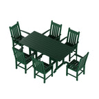 Ensemble de salle à manger d'extérieur Polytrends Laguna en PEHD, toutes saisons, avec table rectangulaire et fauteuils (7 pièces)