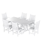 Ensemble de salle à manger d'extérieur Polytrends Laguna en PEHD, toutes saisons, avec table rectangulaire et fauteuils (7 pièces)