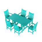 Ensemble de salle à manger d'extérieur Polytrends Laguna en PEHD, toutes saisons, avec table rectangulaire et fauteuils (7 pièces)