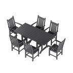 Ensemble de salle à manger d'extérieur Polytrends Laguna en PEHD, toutes saisons, avec table rectangulaire et fauteuils (7 pièces)