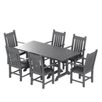 Ensemble de salle à manger d'extérieur Polytrends Laguna en PEHD, toutes saisons, avec table rectangulaire et fauteuils (7 pièces)