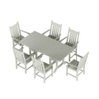 Ensemble de salle à manger d'extérieur Polytrends Laguna en PEHD, toutes saisons, avec table rectangulaire et fauteuils (7 pièces)