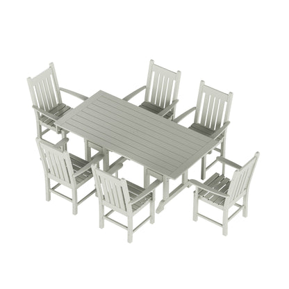 Ensemble de salle à manger d'extérieur Polytrends Laguna en PEHD, toutes saisons, avec table rectangulaire et fauteuils (7 pièces)