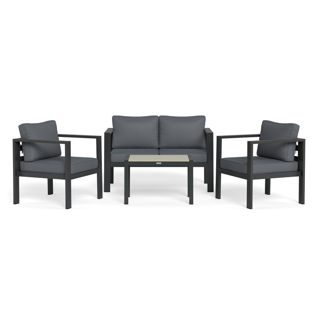 Ensemble de 4 sièges de conversation d'extérieur en aluminium Lakeview