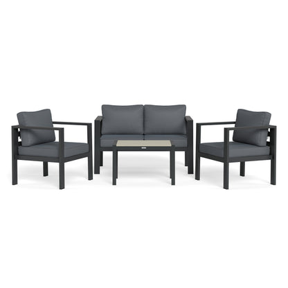Ensemble de 4 sièges de conversation d'extérieur en aluminium Lakeview