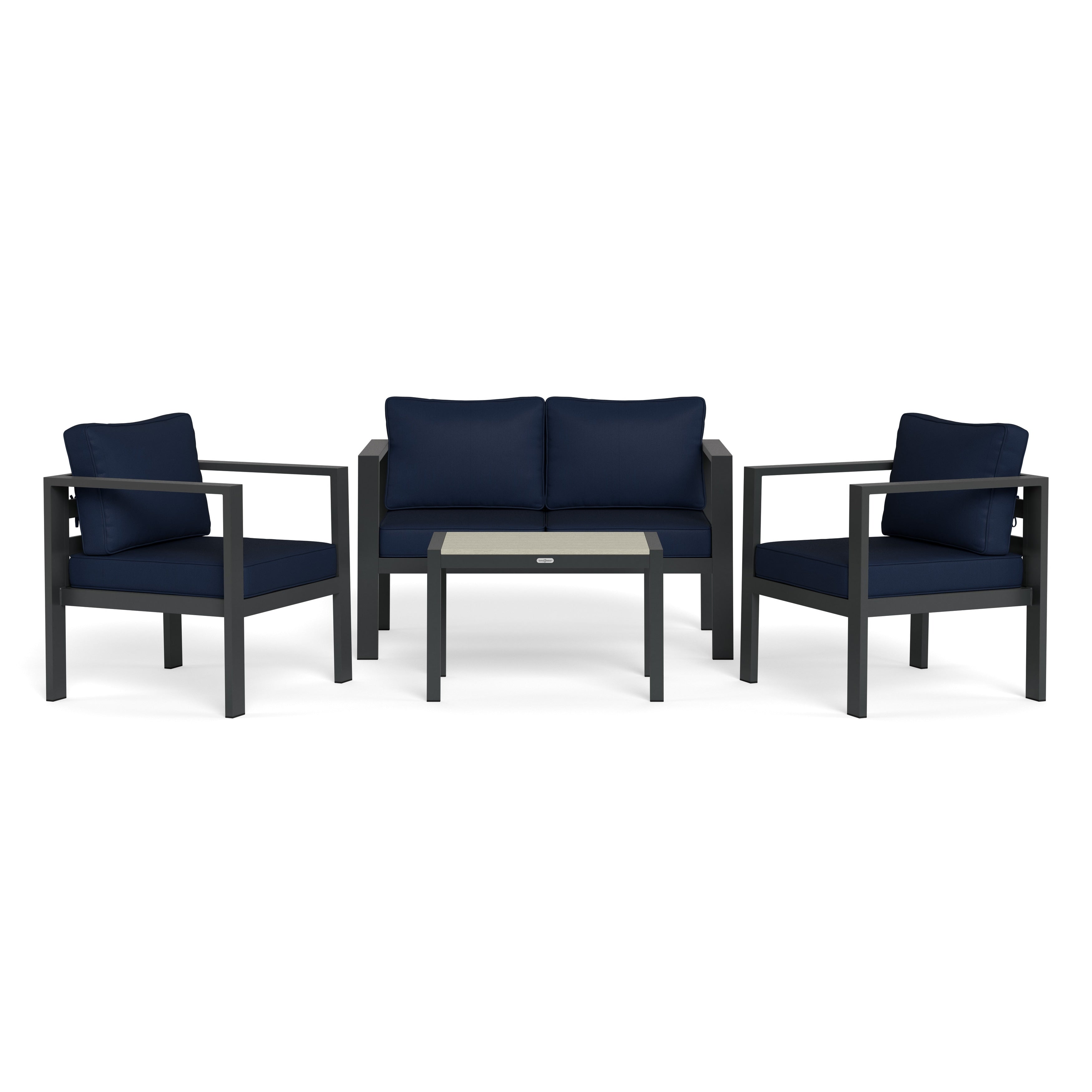 Ensemble de 4 sièges de conversation d'extérieur en aluminium Lakeview