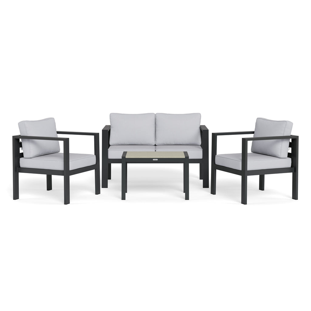 Ensemble de 4 sièges de conversation d'extérieur en aluminium Lakeview