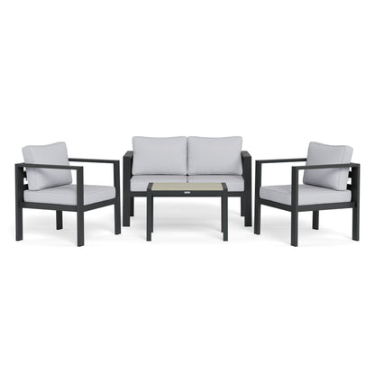Ensemble de 4 sièges de conversation d'extérieur en aluminium Lakeview