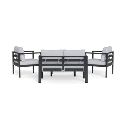 Ensemble de 4 sièges de conversation d'extérieur en aluminium Lakeview