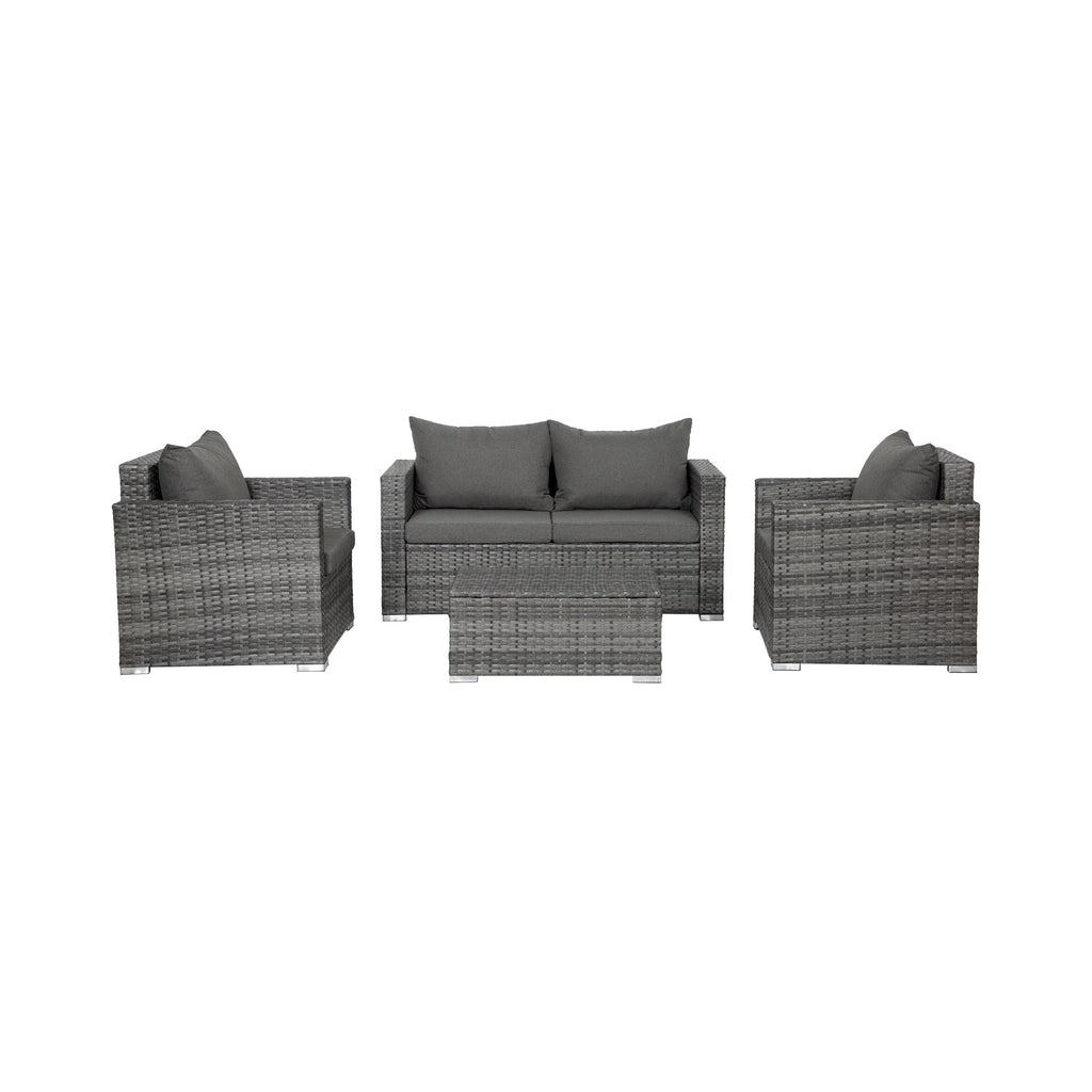 Ensemble de meubles de jardin Landon 4 pièces en osier avec coussins
